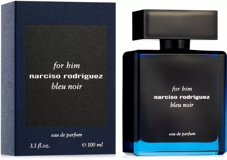 Him blue. На белом фоне Narciso Rodriguez bleu Noir for him.